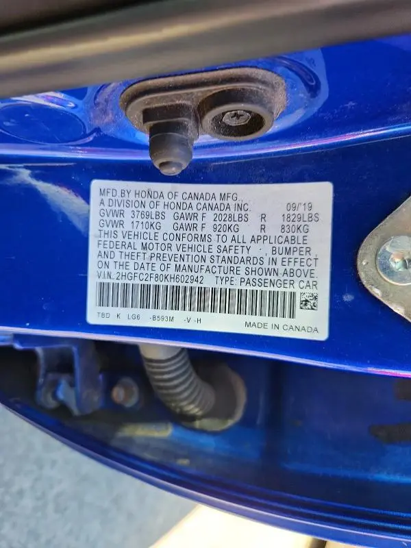 2019 HONDA CIVIC SPORT  