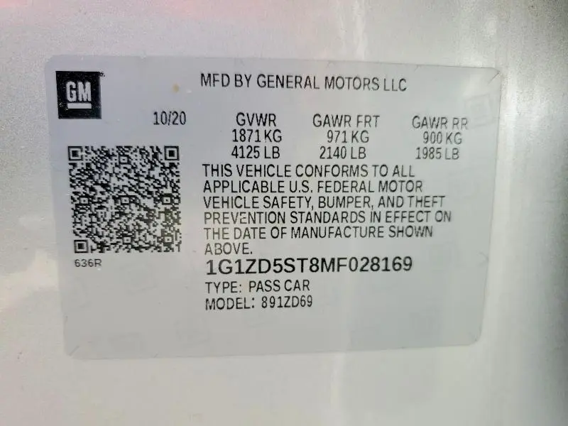 2021 CHEVROLET MALIBU LT  