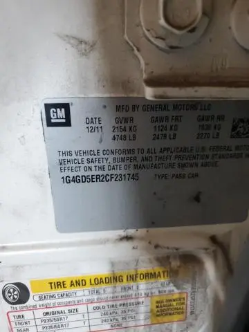 2012 BUICK LACROSSE PREMIUM  