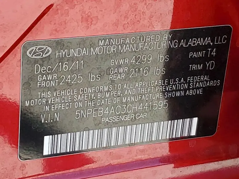 2012 HYUNDAI SONATA GLS  