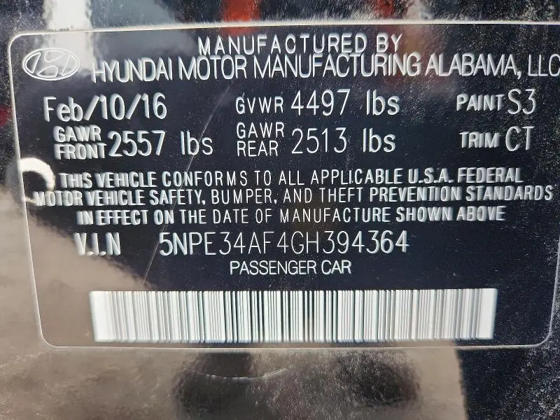 2016 HYUNDAI SONATA SPORT  