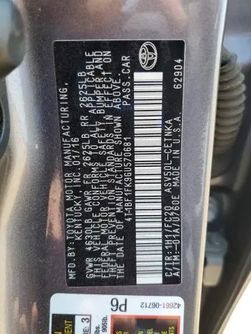 2016 TOYOTA CAMRY LE  