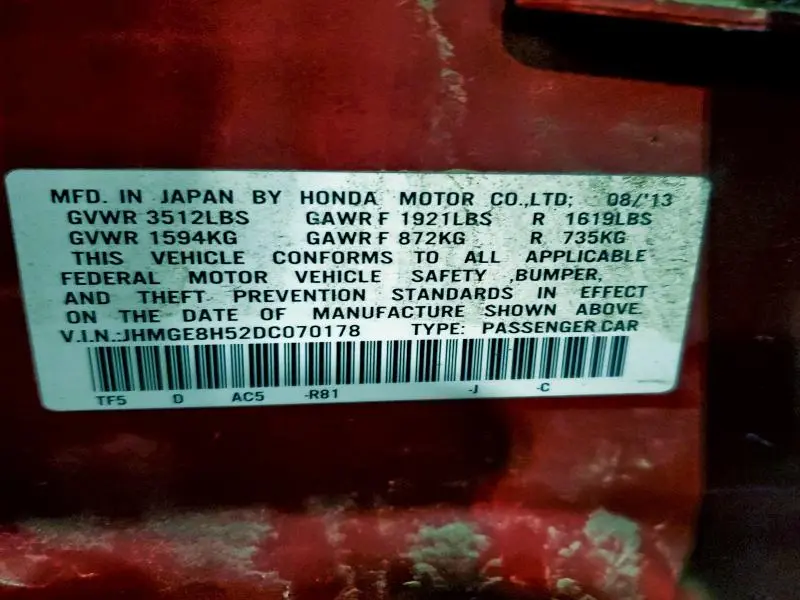 2013 HONDA FIT SPORT  