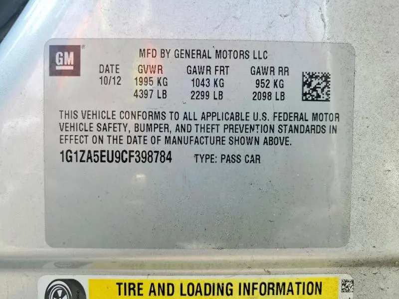 2012 CHEVROLET MALIBU LS  