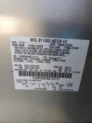 2011 FORD TAURUS SEL  