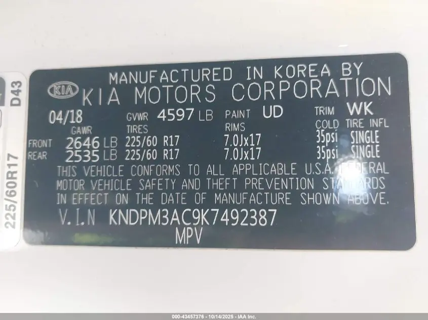 2019 KIA SPORTAGE LX