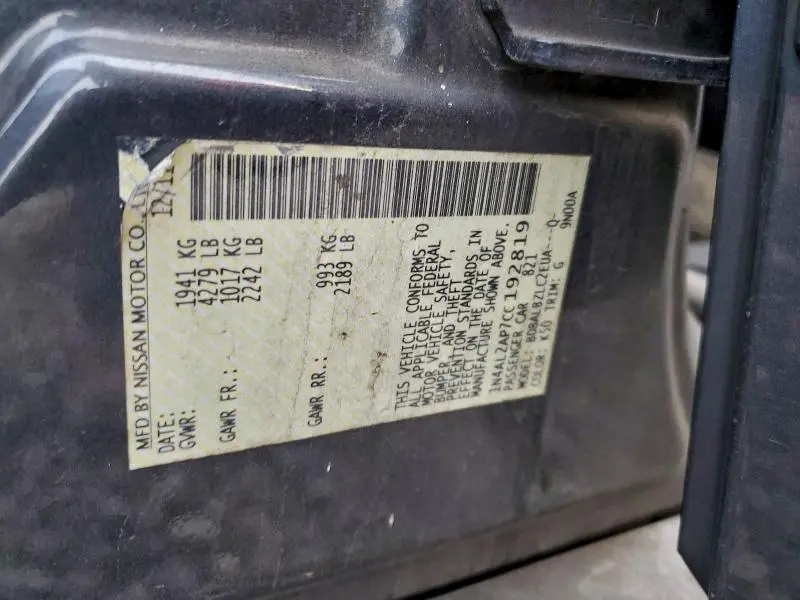 2012 NISSAN ALTIMA BASE  