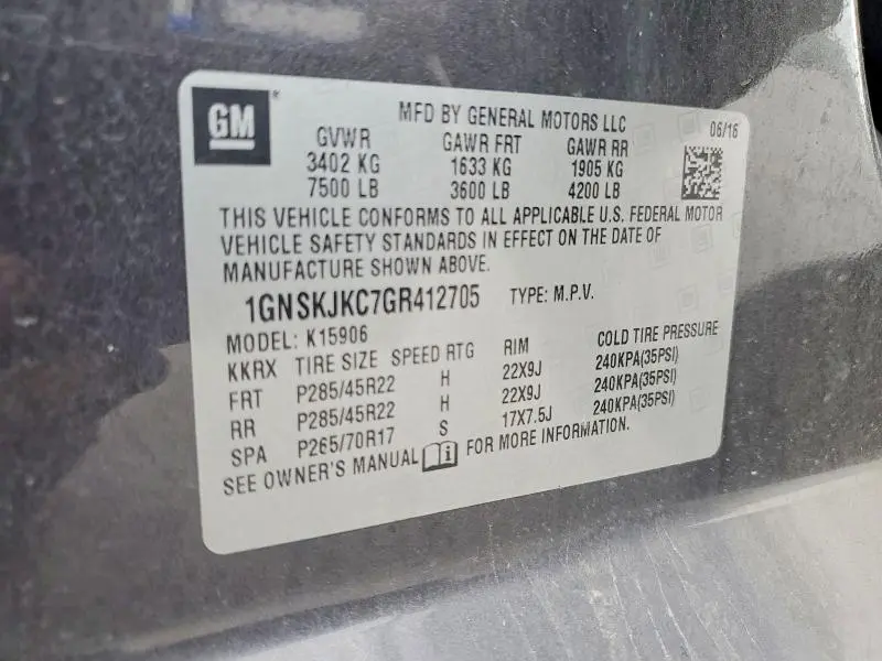 2016 CHEVROLET SUBURBAN K1500 LTZ  