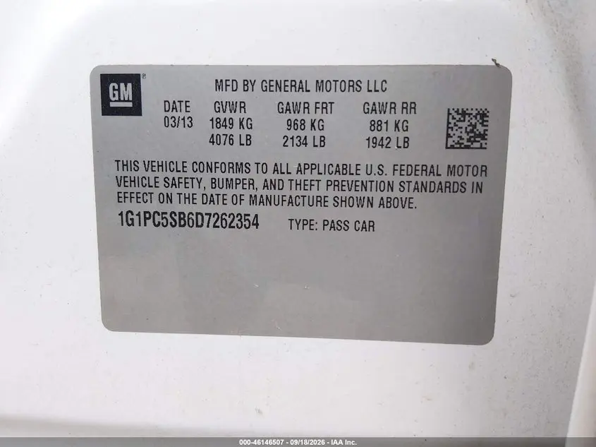 2013 CHEVROLET CRUZE 1LT AUTO