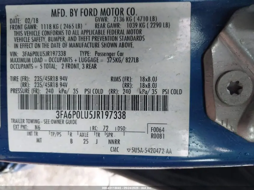 2018 FORD FUSION HYBRID SE