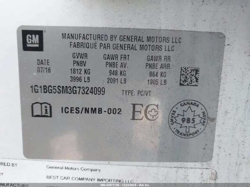 2016 CHEVROLET CRUZE PREMIER AUTO