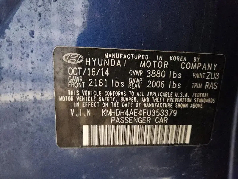 2015 HYUNDAI ELANTRA SE  