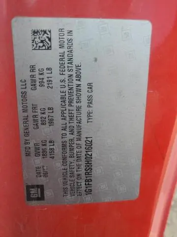 2017 CHEVROLET CAMARO LT  