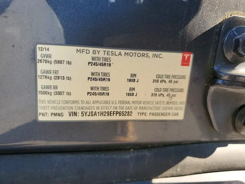 2014 TESLA MODEL S   
