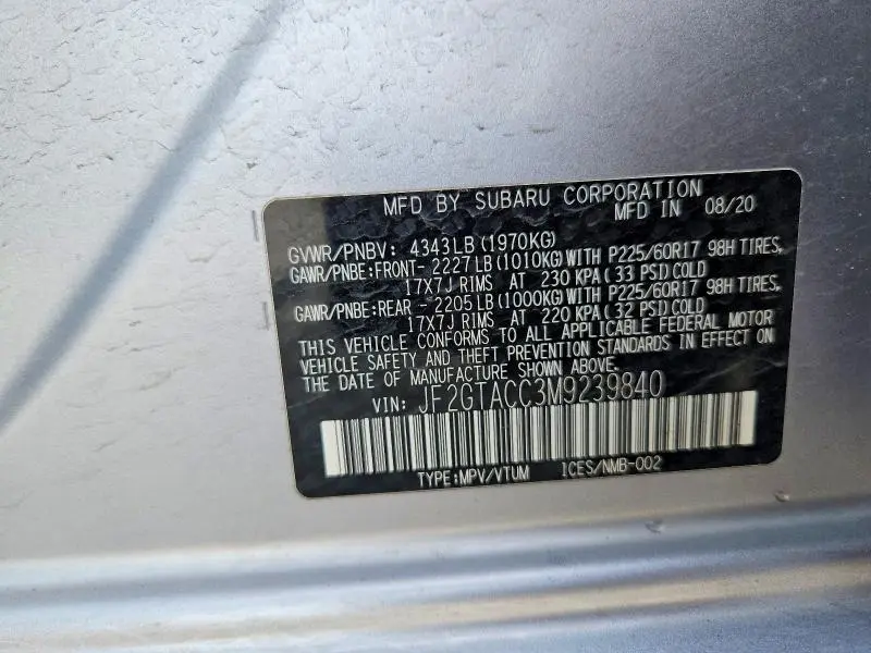 2021 SUBARU CROSSTREK PREMIUM  