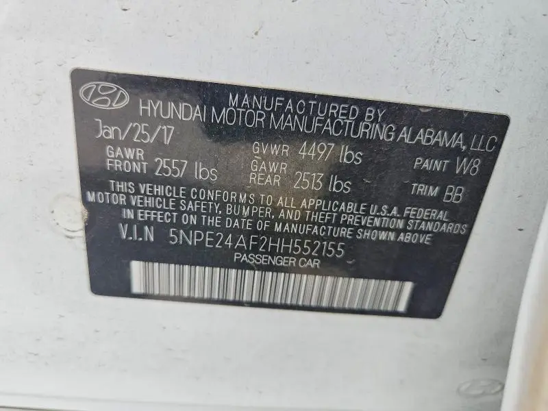 2017 HYUNDAI SONATA SE  