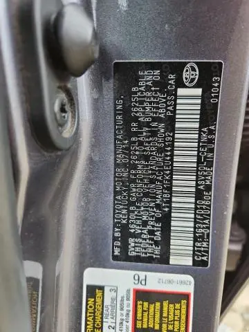 2014 TOYOTA CAMRY L  