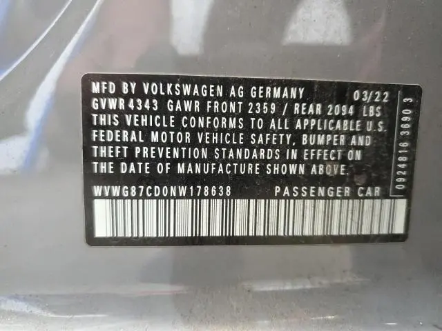 2022 VOLKSWAGEN GTI S