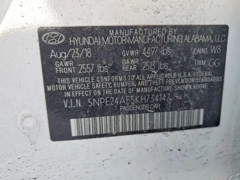 2019 HYUNDAI SONATA SE  