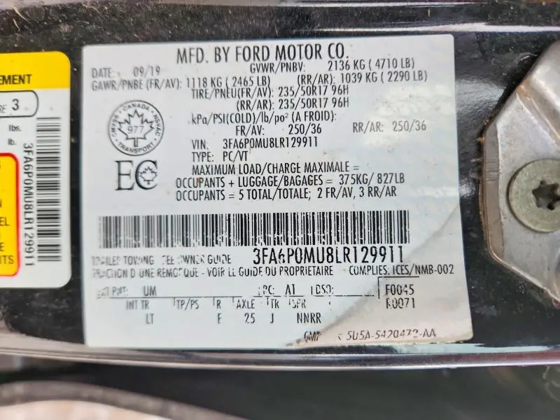 2020 FORD FUSION SEL  