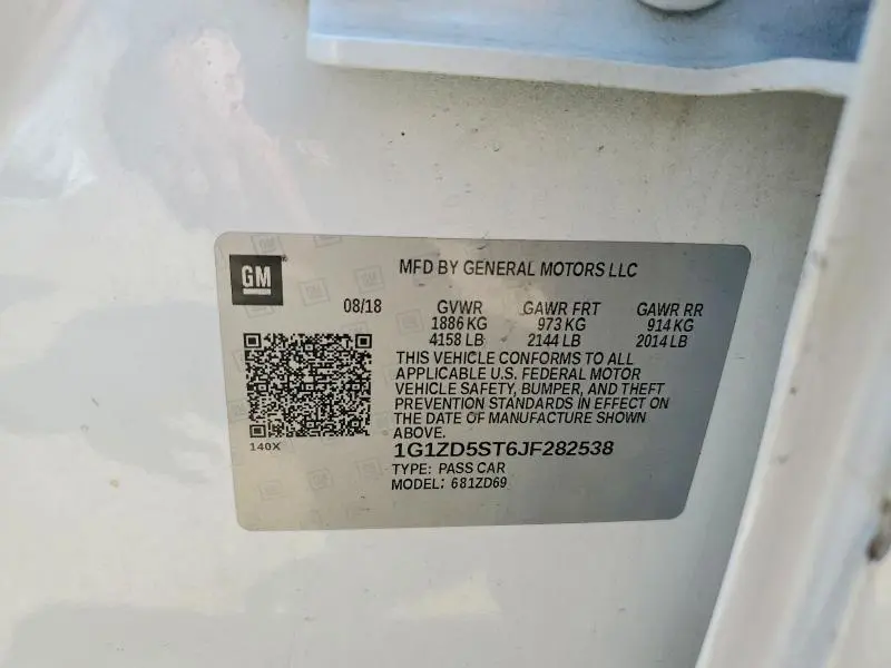 2018 CHEVROLET MALIBU LT  