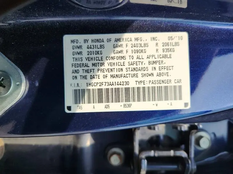 2010 HONDA ACCORD EX  