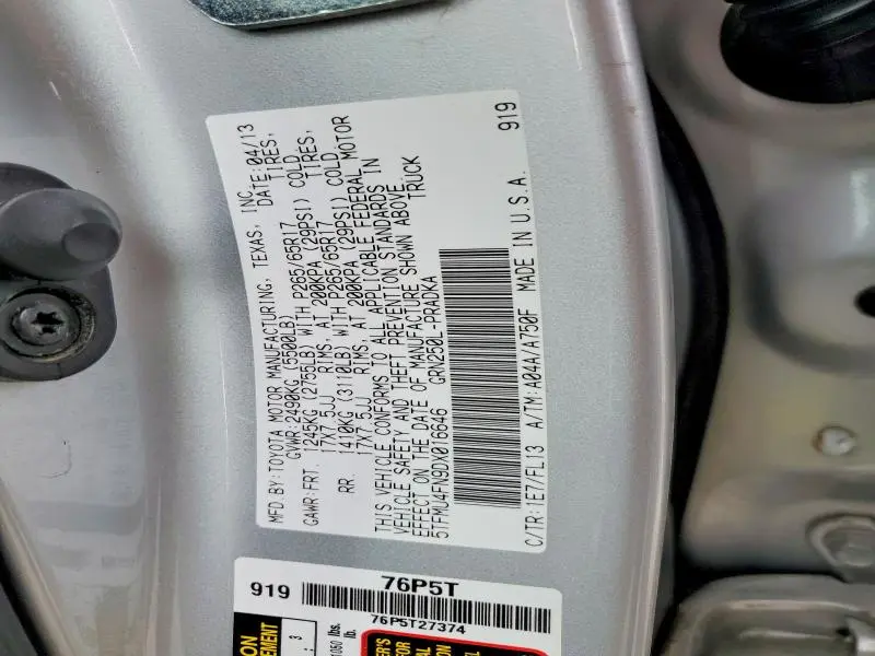 2013 TOYOTA TACOMA DOUBLE CAB LONG BED  