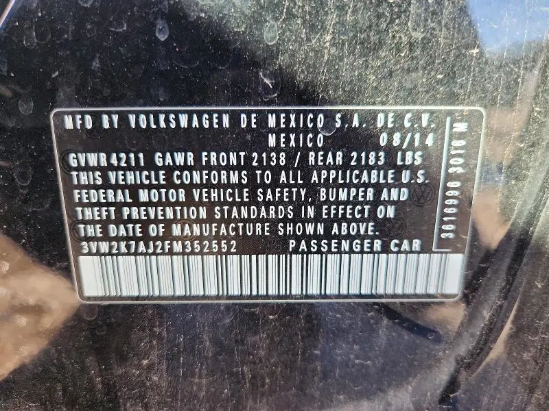 2015 VOLKSWAGEN JETTA BASE  