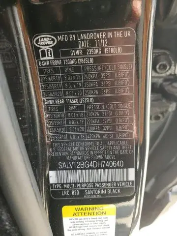 2013 LAND ROVER RANGE ROVER EVOQUE DYNAMIC PREMIUM  