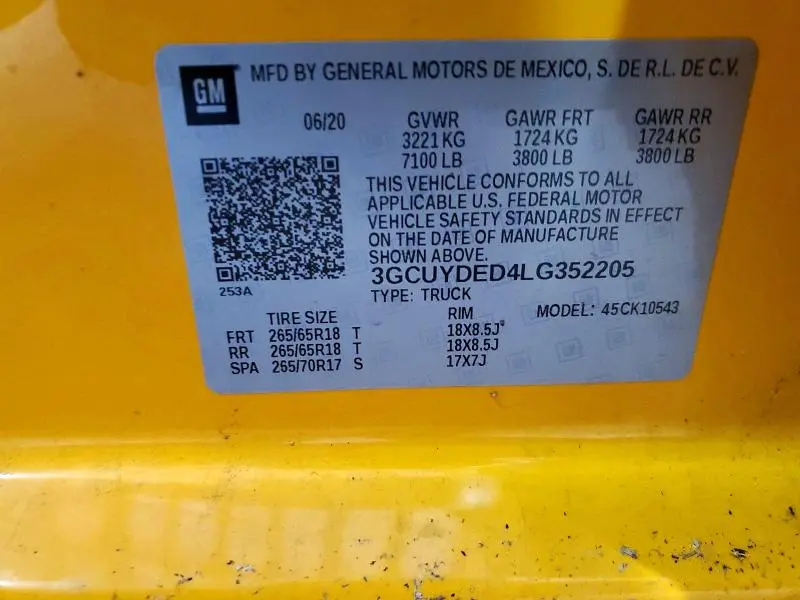 2020 CHEVROLET SILVERADO K1500 LT  