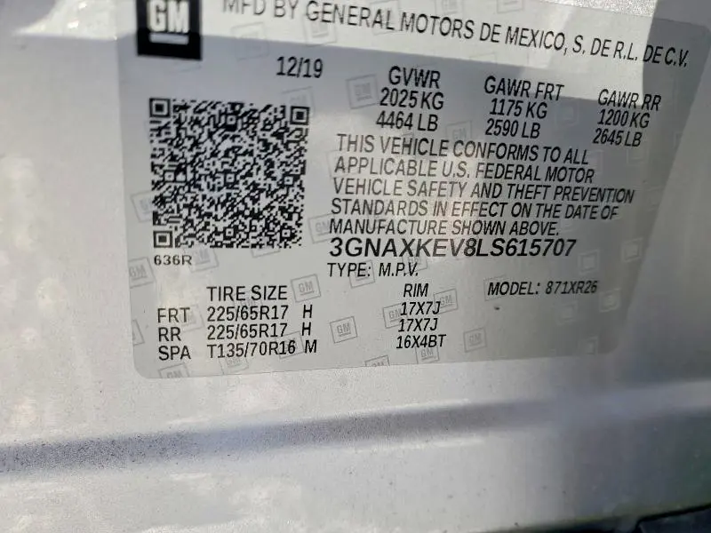 2020 CHEVROLET EQUINOX LT  