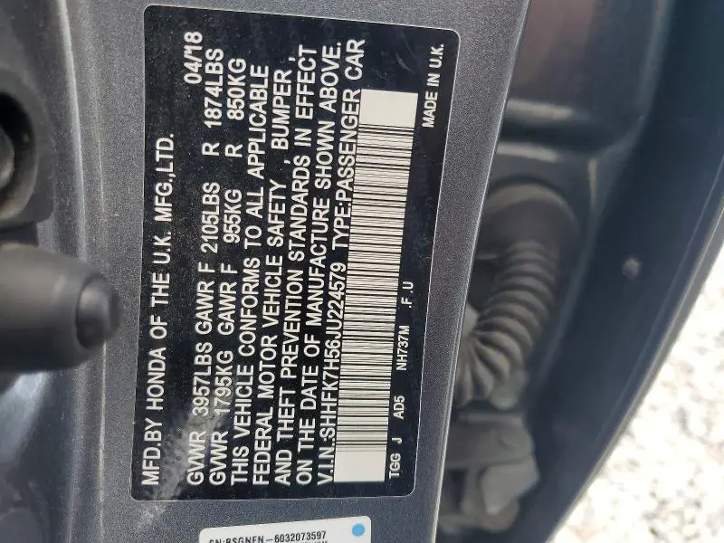 2018 HONDA CIVIC EX  