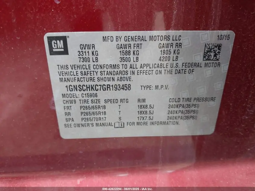 2016 CHEVROLET SUBURBAN LT