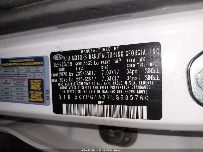 2020 KIA SORENTO 2.4L LX