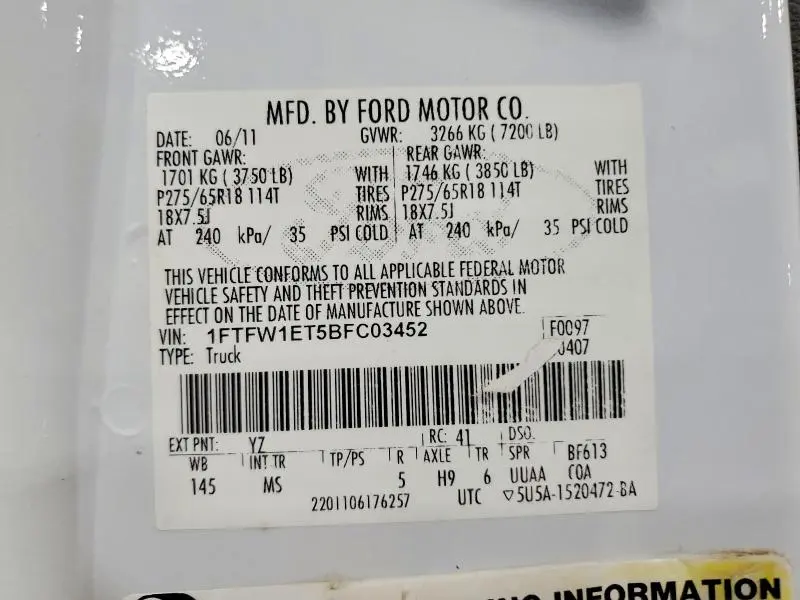 2011 FORD F150 SUPERCREW  