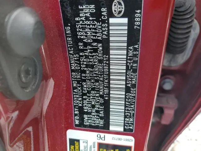 2015 TOYOTA CAMRY LE  