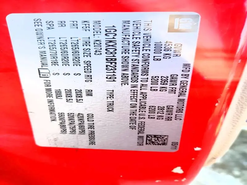 2011 CHEVROLET SILVERADO K2500 HEAVY DUTY LT  