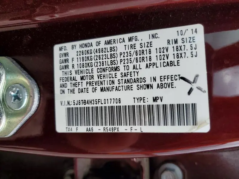 2015 ACURA RDX   