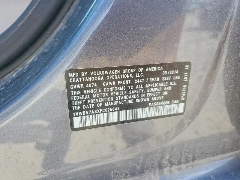 2015 VOLKSWAGEN PASSAT SE  