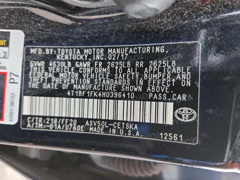 2017 TOYOTA CAMRY SE  