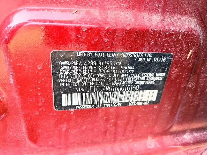 2016 SUBARU IMPREZA LIMITED  