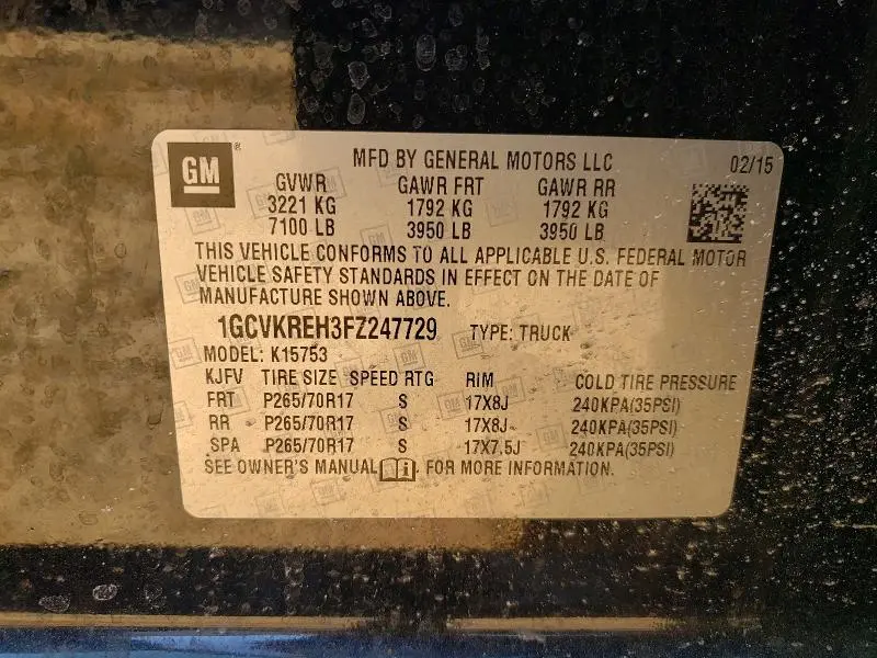 2015 CHEVROLET SILVERADO K1500 LT  