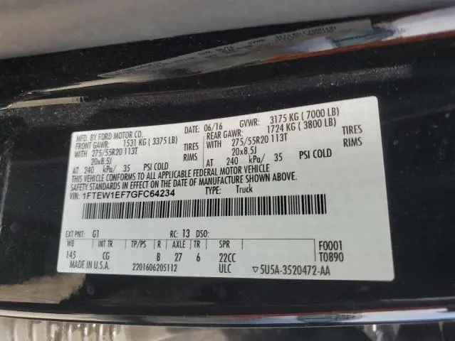 2016 FORD F150 SUPERCREW  