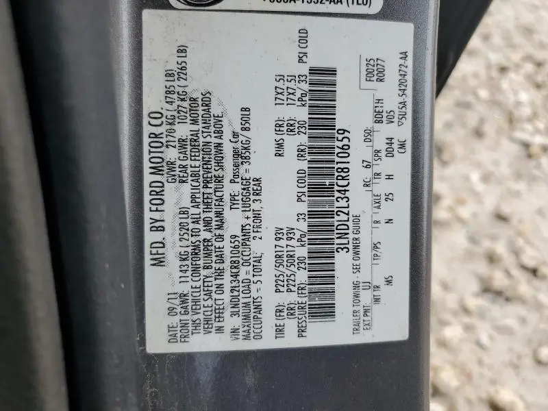 2012 LINCOLN MKZ HYBRID  