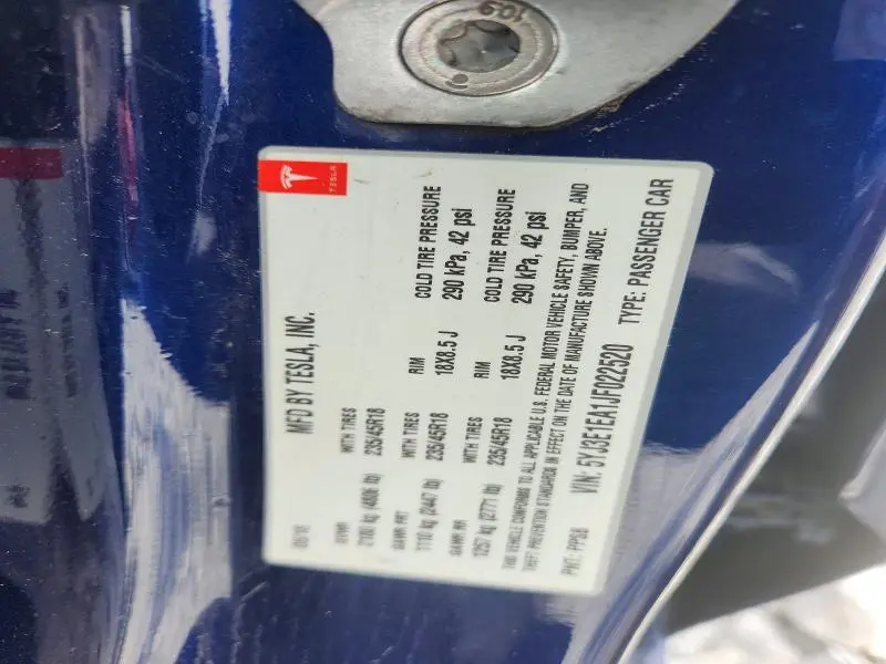2018 TESLA MODEL 3   