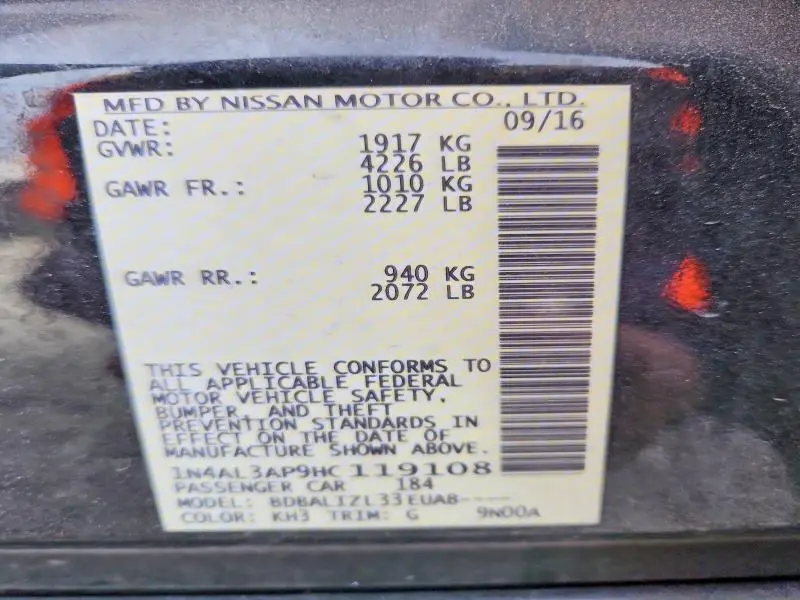 2017 NISSAN ALTIMA 2.5  