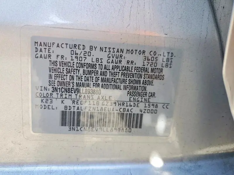 2020 NISSAN VERSA SV  