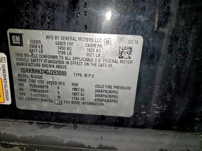 2016 CHEVROLET TRAVERSE LT  