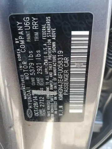 2015 HYUNDAI GENESIS 3.8L  