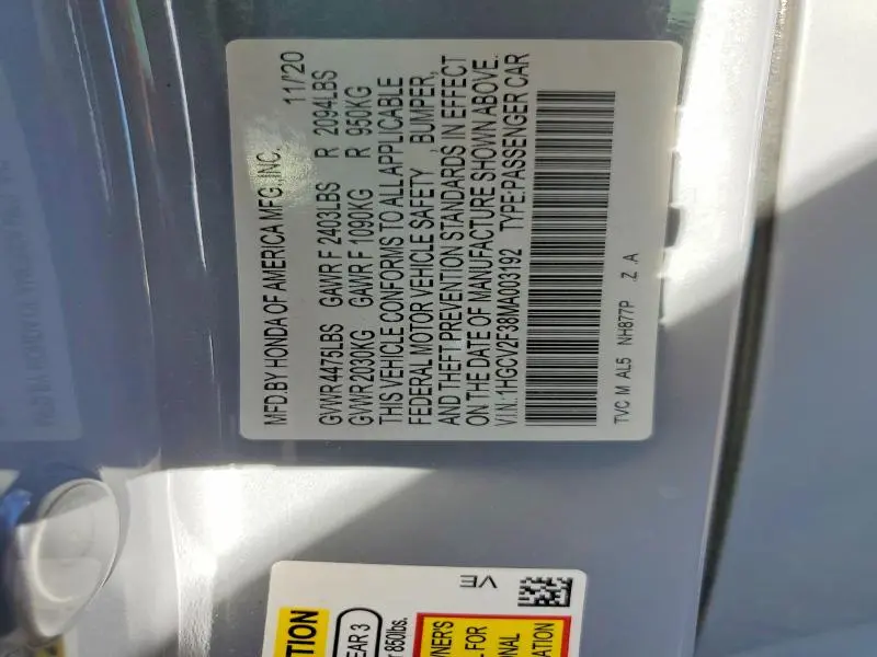 2021 HONDA ACCORD SPORT  